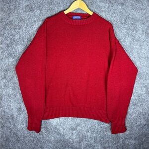 Vintage Pendleton 100% Shetland Wool Men’s Red Pullover Sweater Size XL